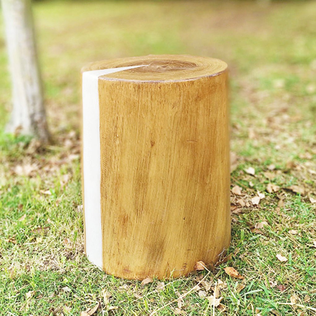 realistic tree stump led outdoor garden lights cylindrical textured design