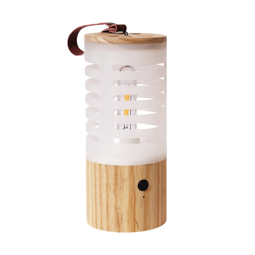 rechargeable led camping lantern with portable wood design and usb charging