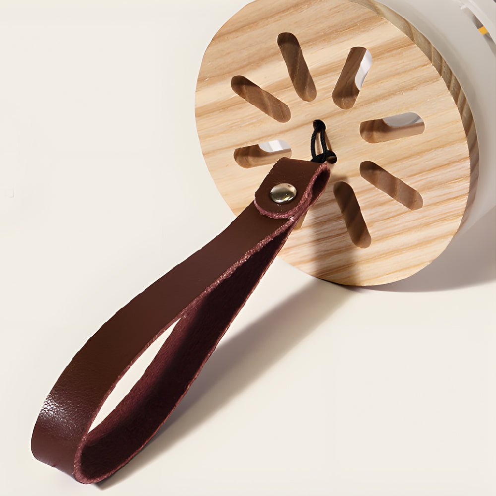 rechargeable led camping lantern with portable wood design and usb charging