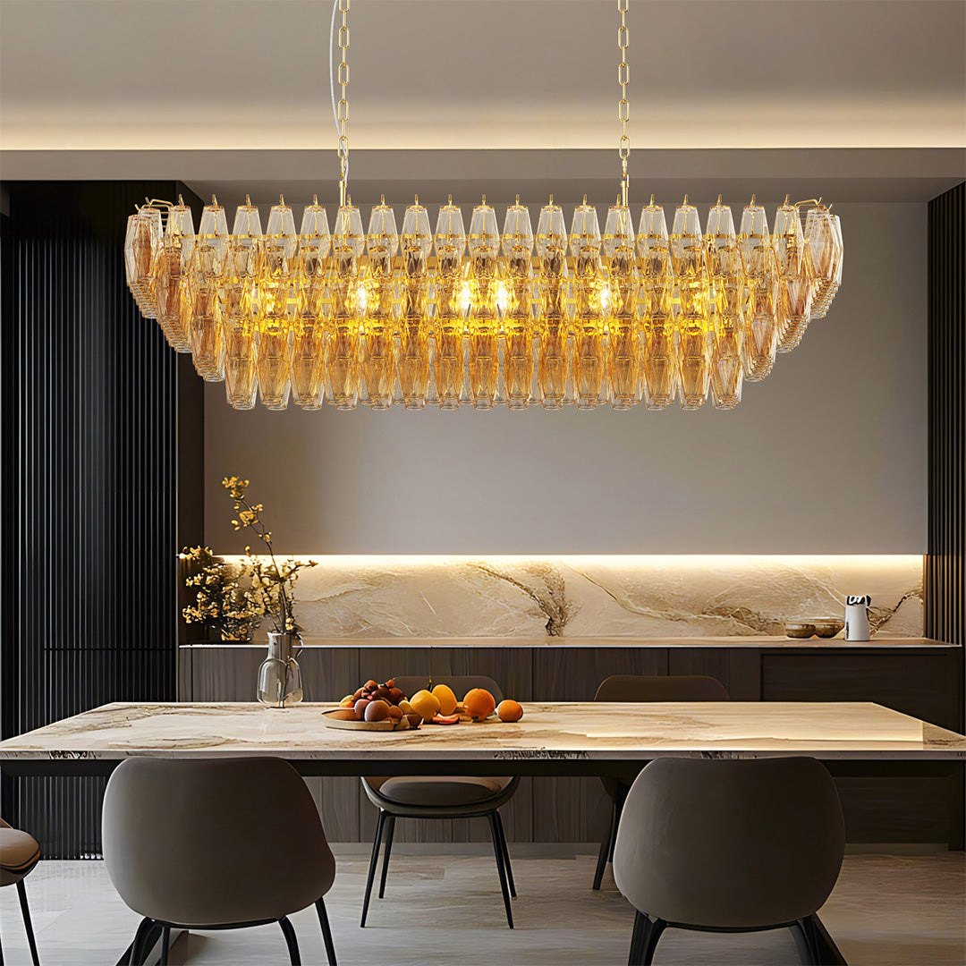 Multi-Head Glass Pendant Chandelier — Iron Frame, Transparent Glass Shades, 8-Light or 10-Light, Black or Copper, E12