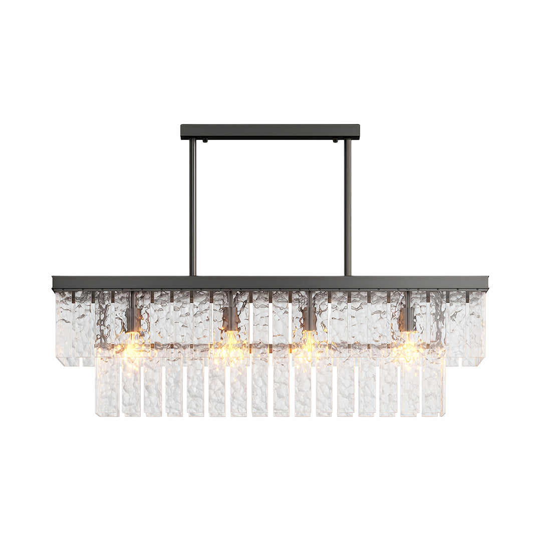 Minimalist Full-Copper Chandelier — Transparent Glass, E14, Round or Linear, Modern Geometric