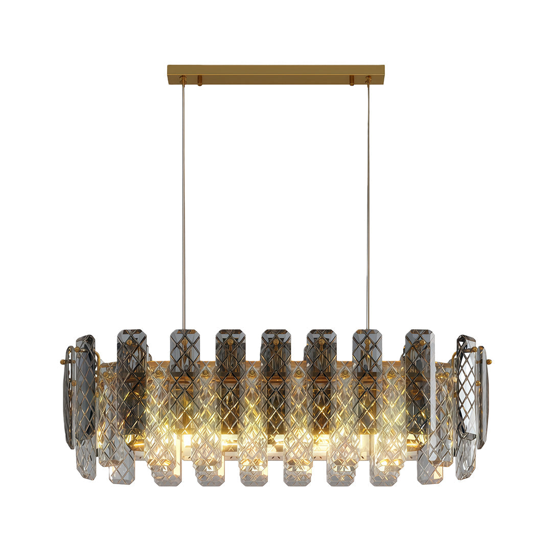 Contemporary Crystal Chandelier — Copper / Chrome / Black, Cut Crystal, Eye-Protecting, 47.2" Adjustable Chain