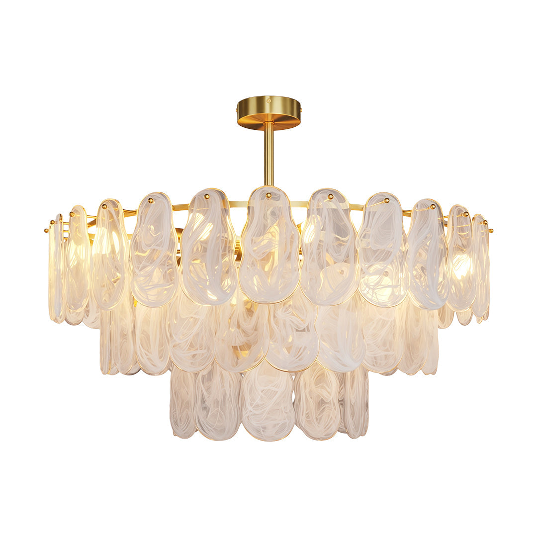 Mid-Century Modern Chandelier — Full-Copper Frame, Transparent Glass, E14, Multiple Sizes