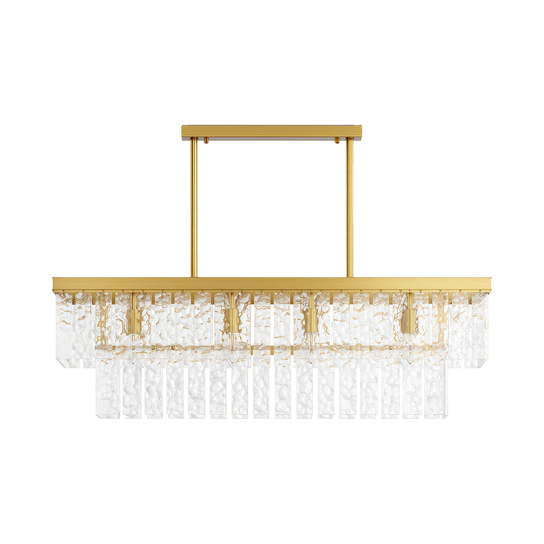 Minimalist Full-Copper Chandelier — Transparent Glass, E14, Round or Linear, Modern Geometric