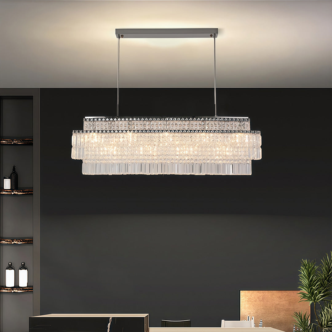 Minimalist Round Crystal Chandelier — Stainless Steel, E14, Three-Color Dimming, Adjustable Hang, 60cm / 80cm / 120cm