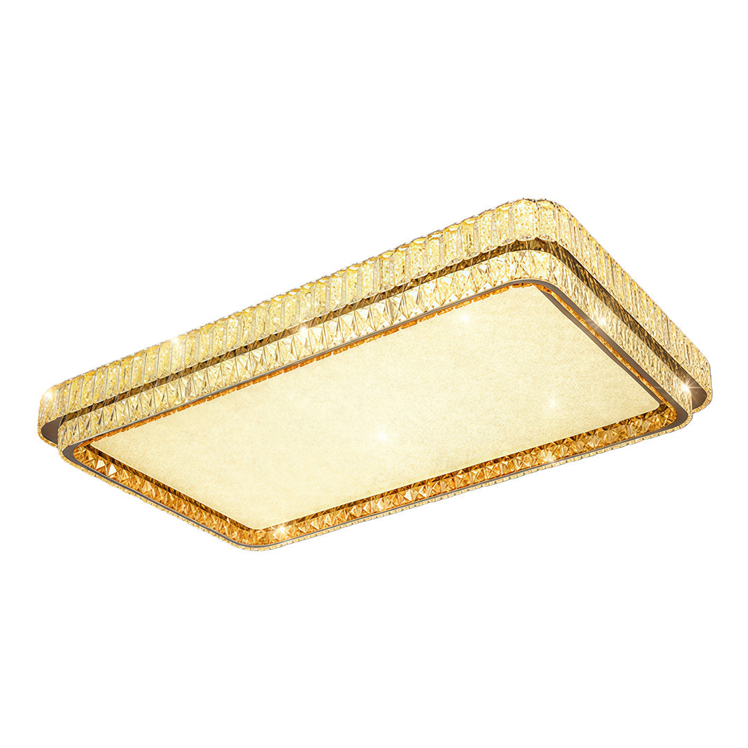 Modern Crystal Flush-Mount — Stainless Steel, Chrome, Full-Spectrum Eye-Care LED, Three-Color Dimming, Round / Square / Rectangle