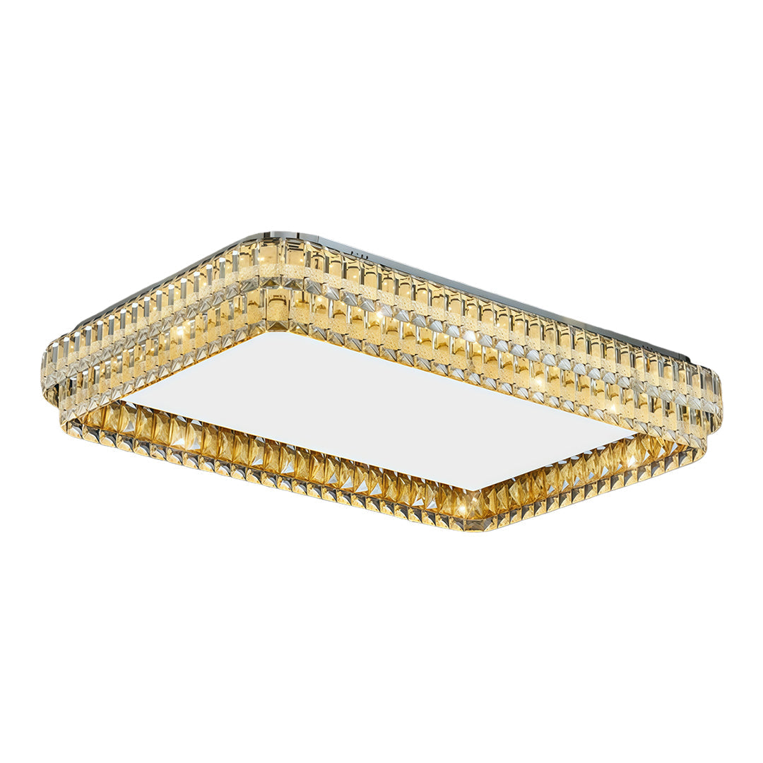 Modern Crystal Flush-Mount Ceiling Light — Chrome Stainless Steel, LED, 3-Step Dimming, Round / Square / Rectangle