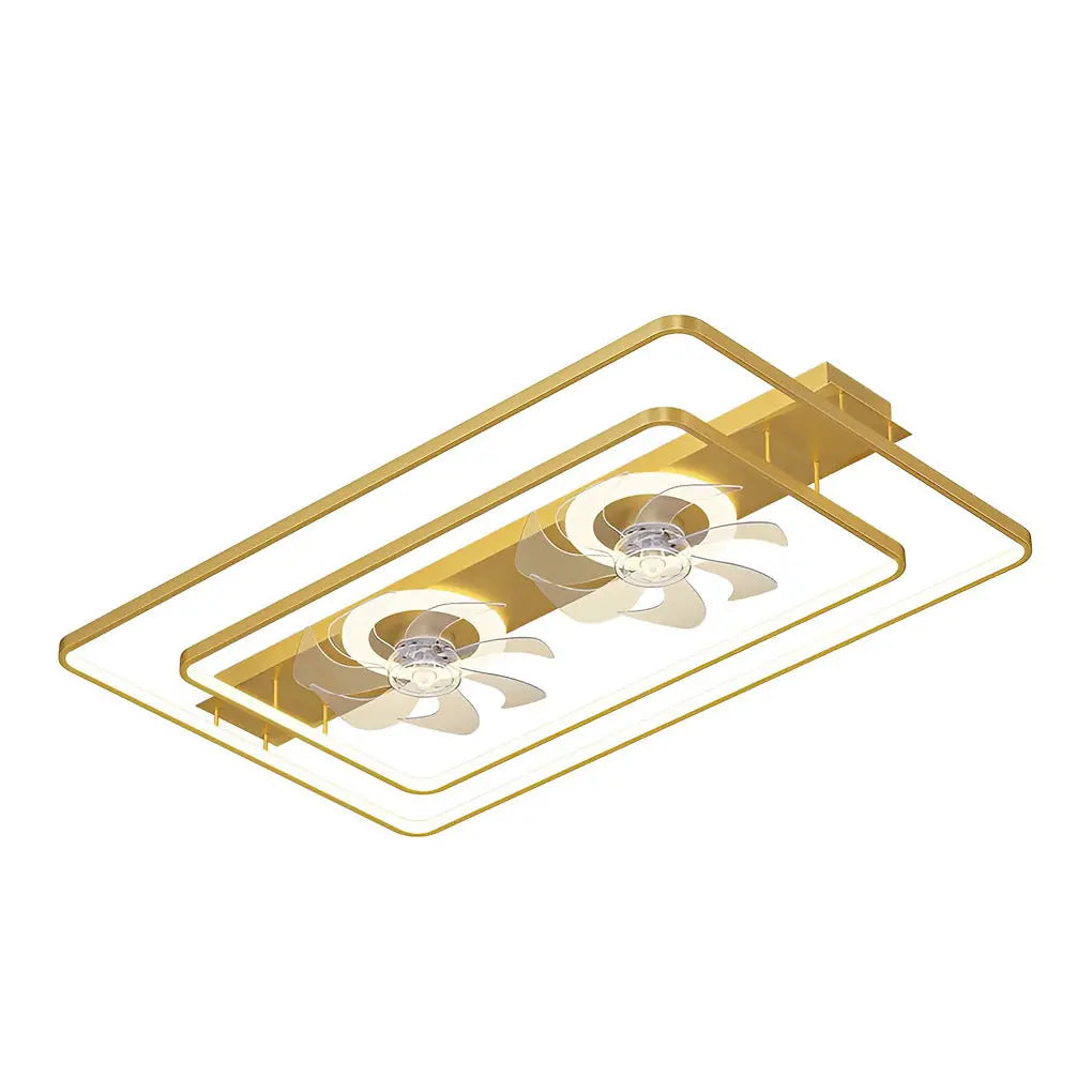 Rectangular LED Dual Head Ceiling Fan with Transparent Blades Luxe