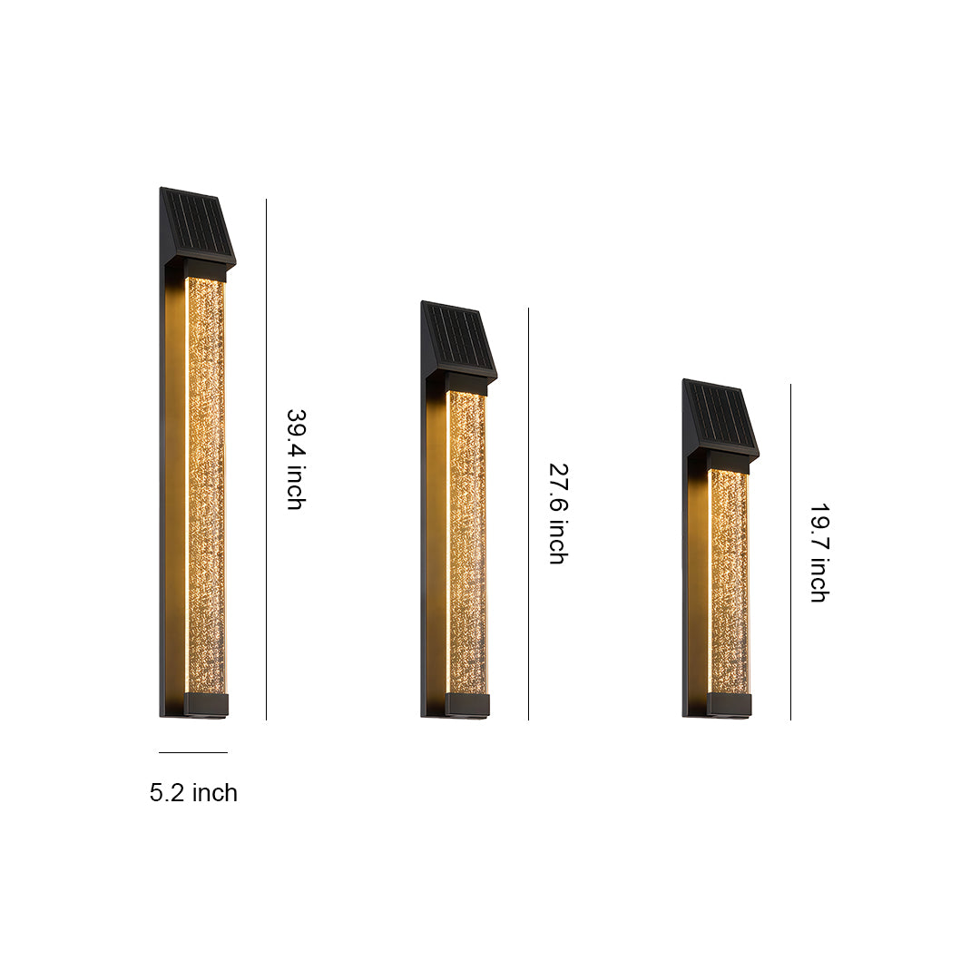 Minimalist Linear Solar Outdoor Wall Sconce — Black Stainless Steel, 5W LED, IP44, 2200mAh