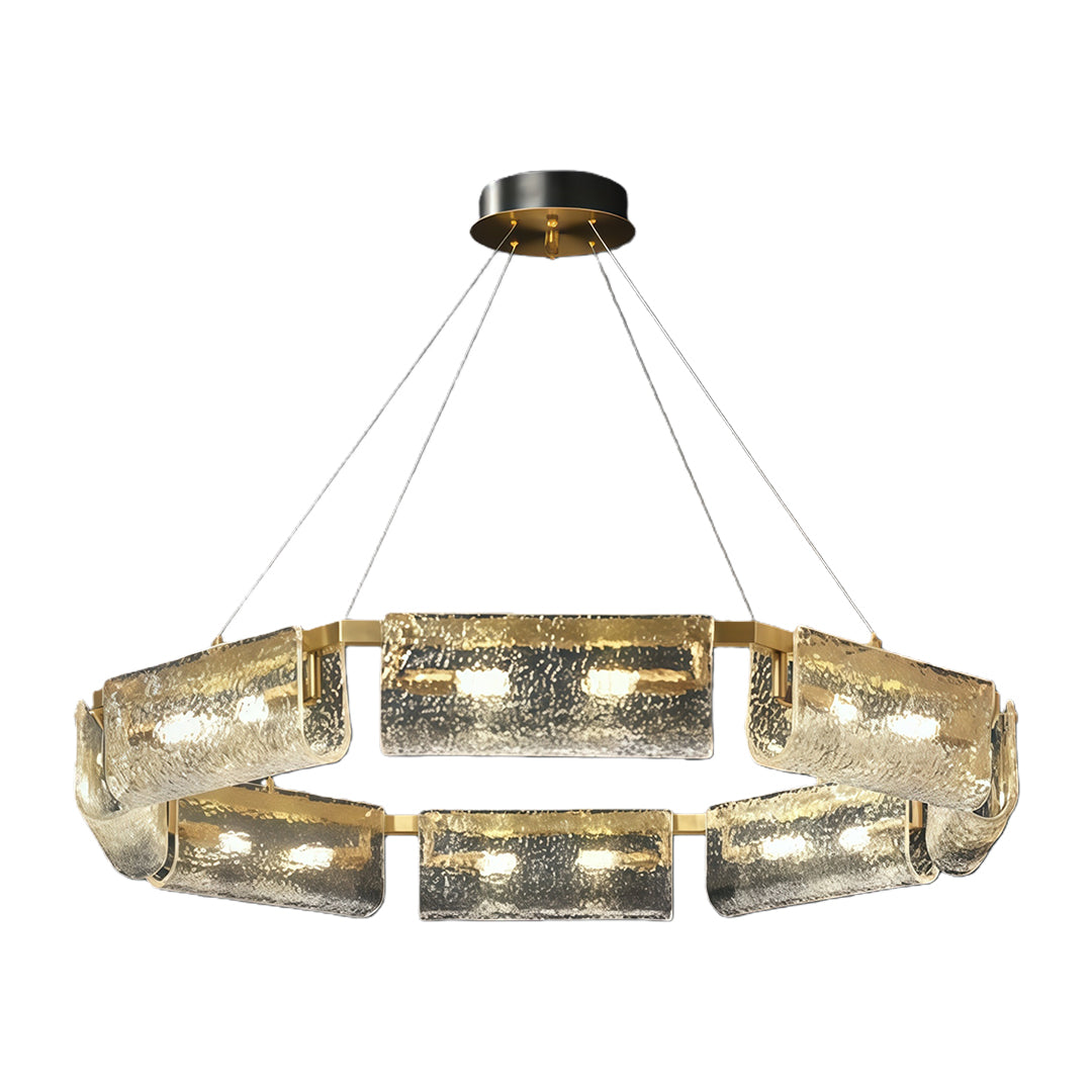 Rectangular Glass Chandelier — Solid Brass, High-Transparency Glass, 6, 8, or 10-Light, 12W LED, 1-Meter Adjustable Chain