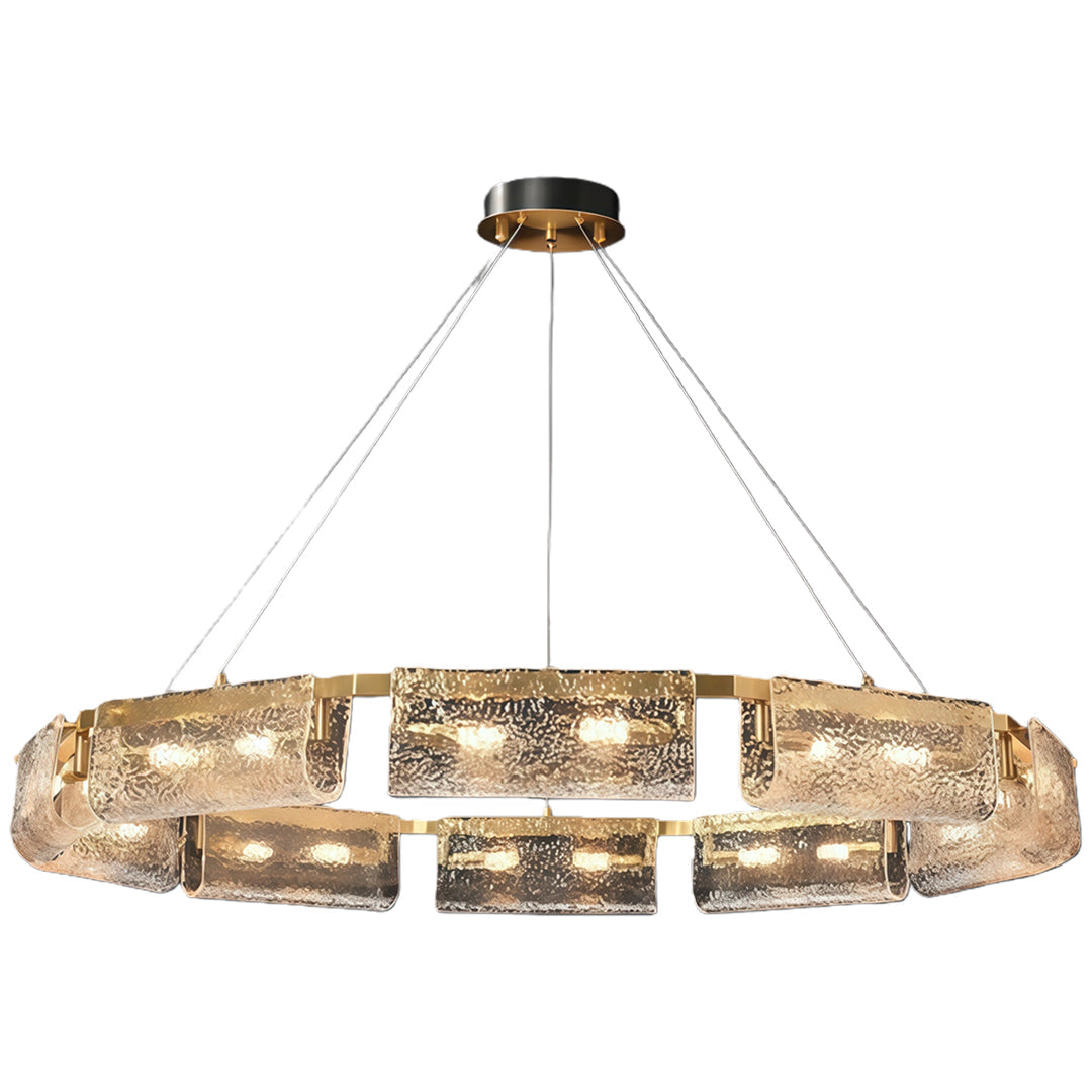 Rectangular Glass Chandelier — Solid Brass, High-Transparency Glass, 6, 8, or 10-Light, 12W LED, 1-Meter Adjustable Chain