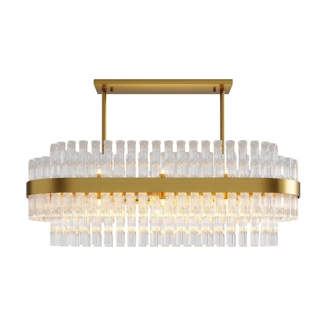 Industrial Modern Chandelier — Solid Brass, Transparent Glass, G9, Multiple Sizes