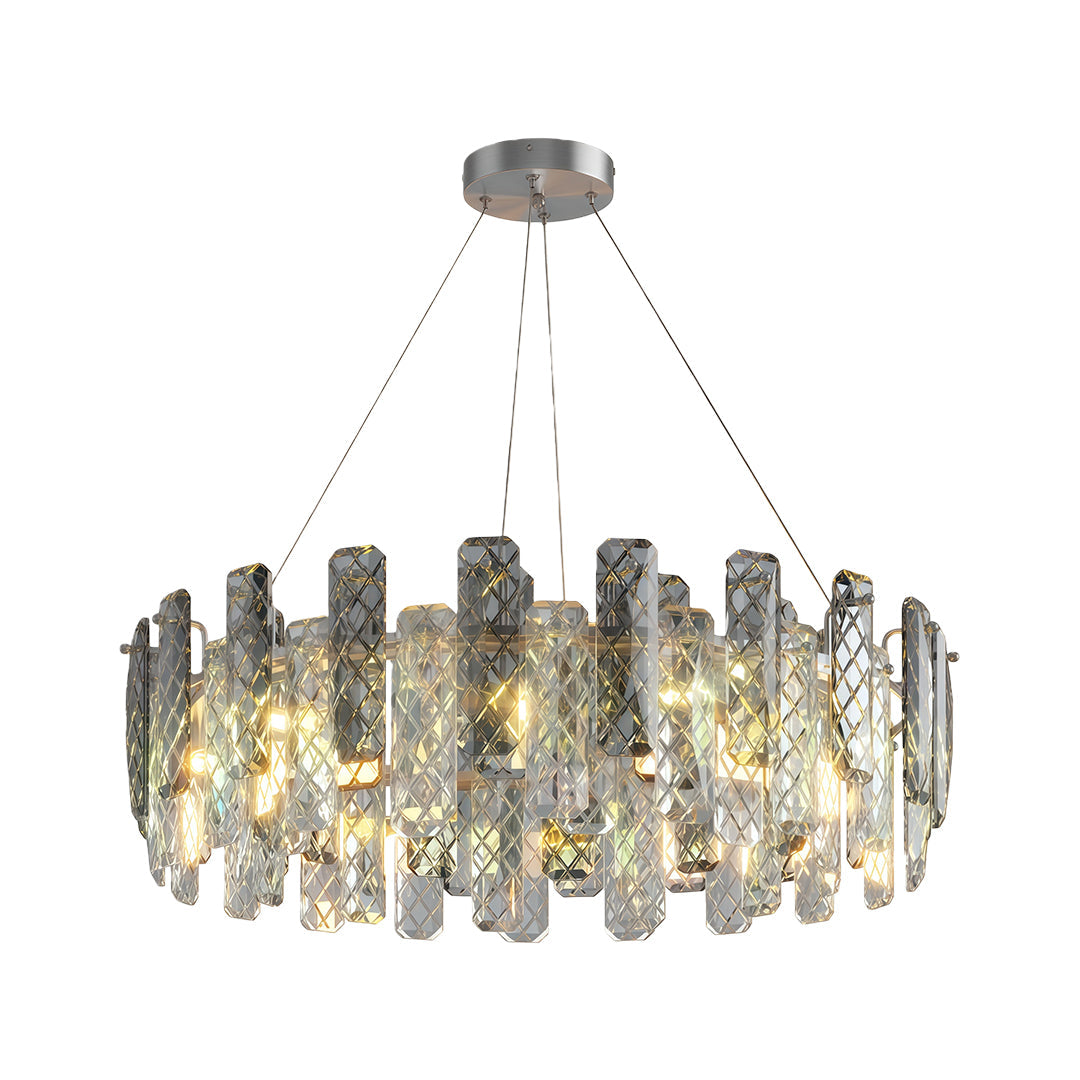 Contemporary Crystal Chandelier — Copper / Chrome / Black, Cut Crystal, Eye-Protecting, 47.2" Adjustable Chain