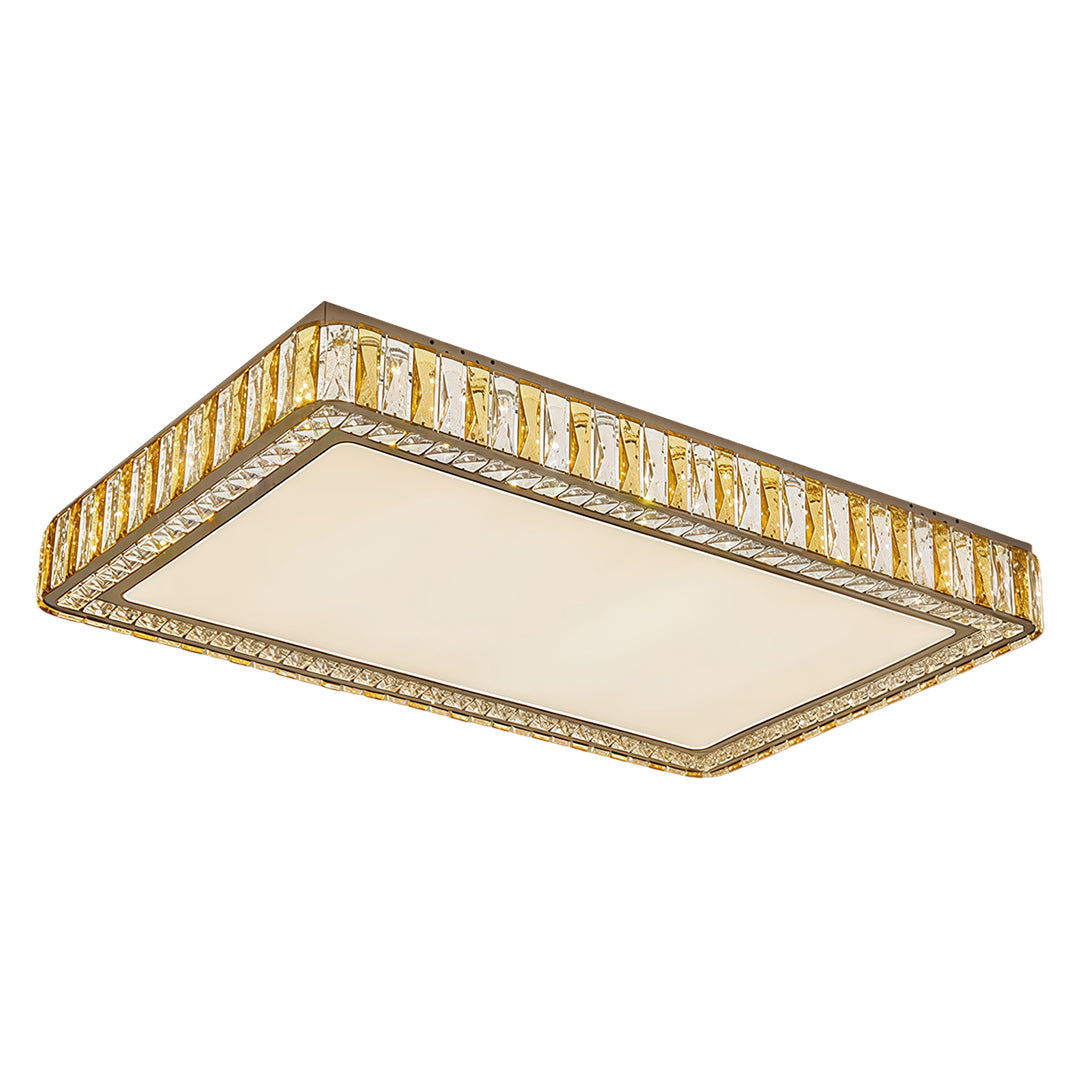 Crystal LED Flush-Mount Ceiling Light — Stainless Steel, Round / Square / Rectangle, 3-Step Dimming (3000K / 4500K / 6000K)