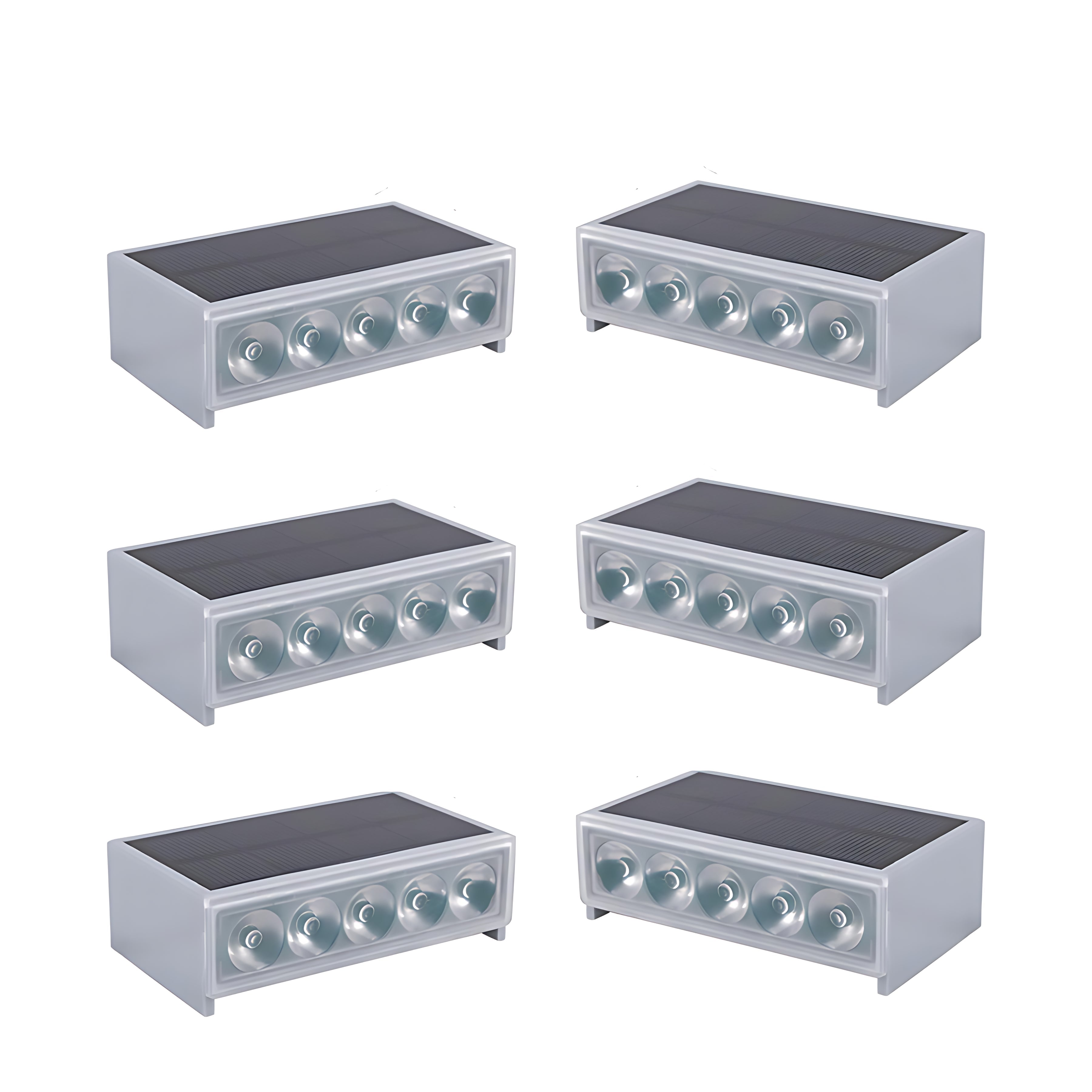 Modern Solar Step & Deck Lights, 6-Pack — ABS+PC, LED, Dual-Color 3000K/6000K, IP65 Weatherproof