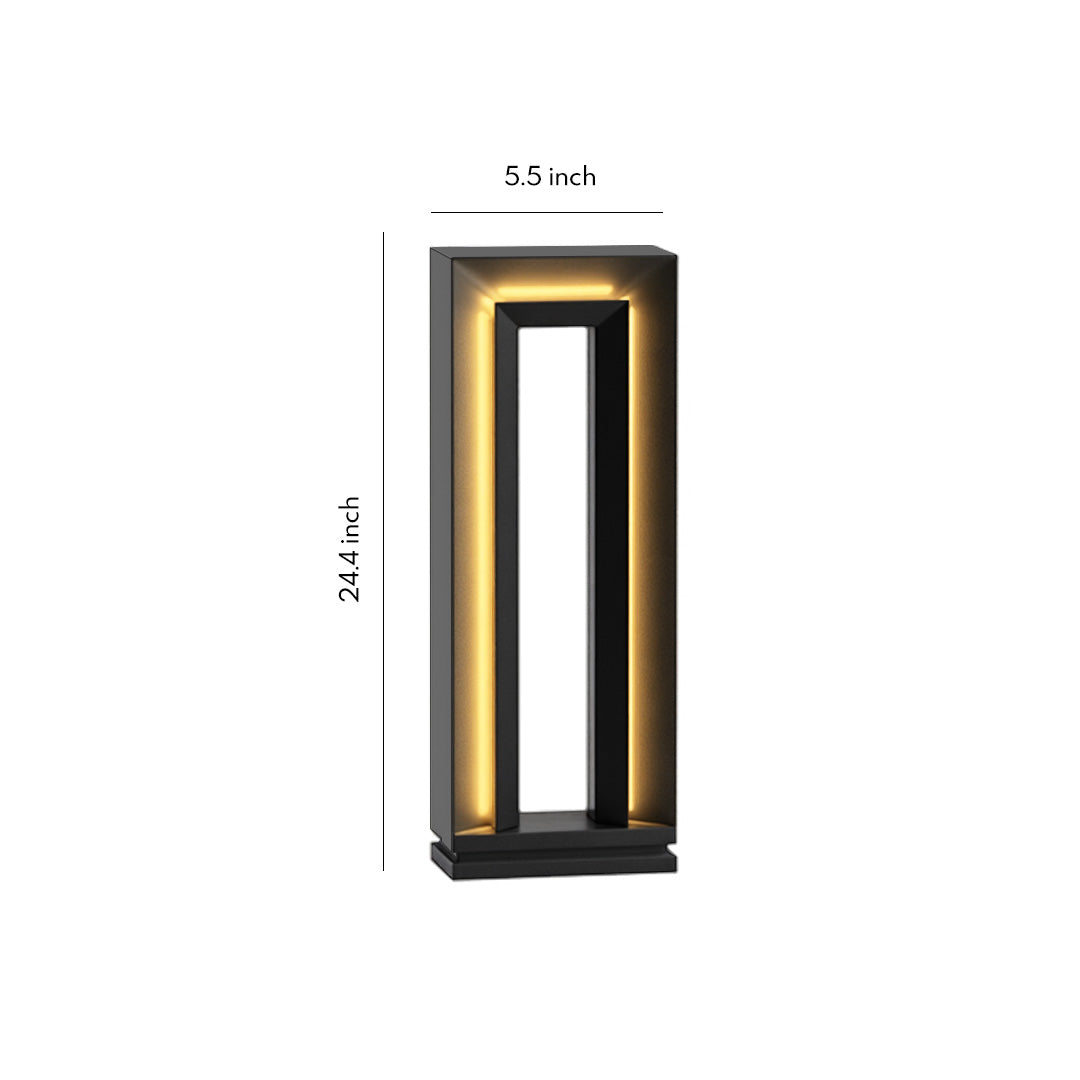 Square Minimalist Outdoor Bollard Light — Stainless Steel & Acrylic, 12W LED, IP65, Solar or Hardwired