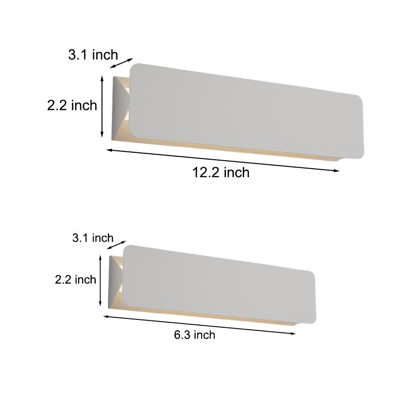 Modern Rectangular Wall Sconce — White Iron and Aluminum, LED, 10W–12W, 3000K–6000K