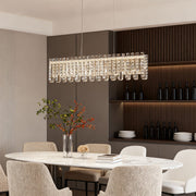Modern Minimalist Crystal Chandelier — Chrome Stainless Steel, Three-Color Dimming, Adjustable Height, 5 Sizes