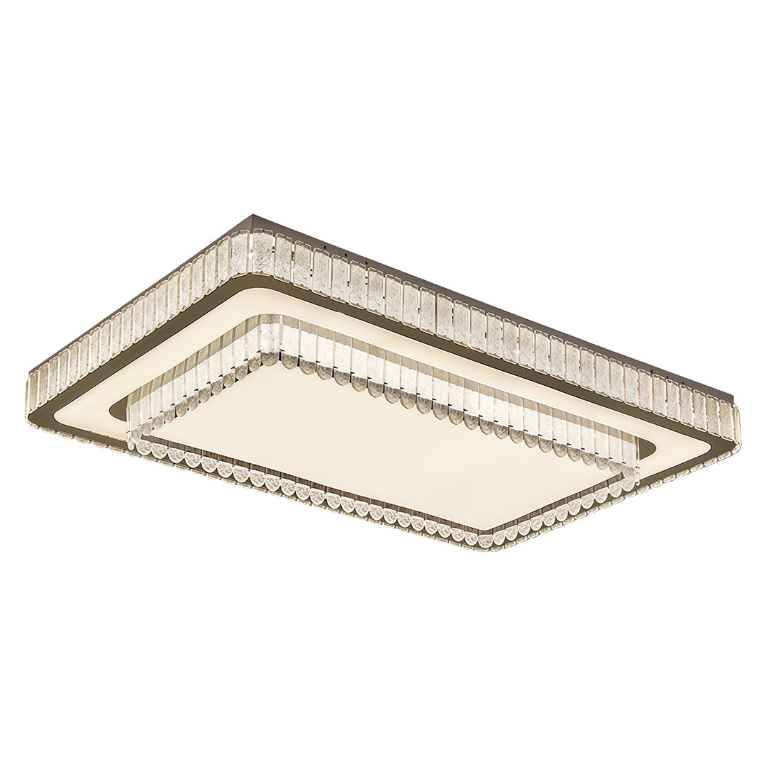 Modern Crystal Flush-Mount Light — Stainless Steel, Round/Square/Rectangle, 3-Step Dimming, LED