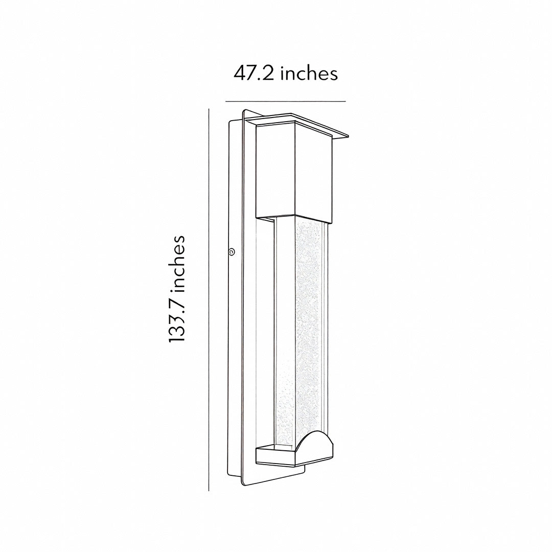 Minimalist Rectangular Outdoor Wall Sconce — Bubble Glass, Aluminum, LED, 3000K, IP54, Optional Motion Sensor