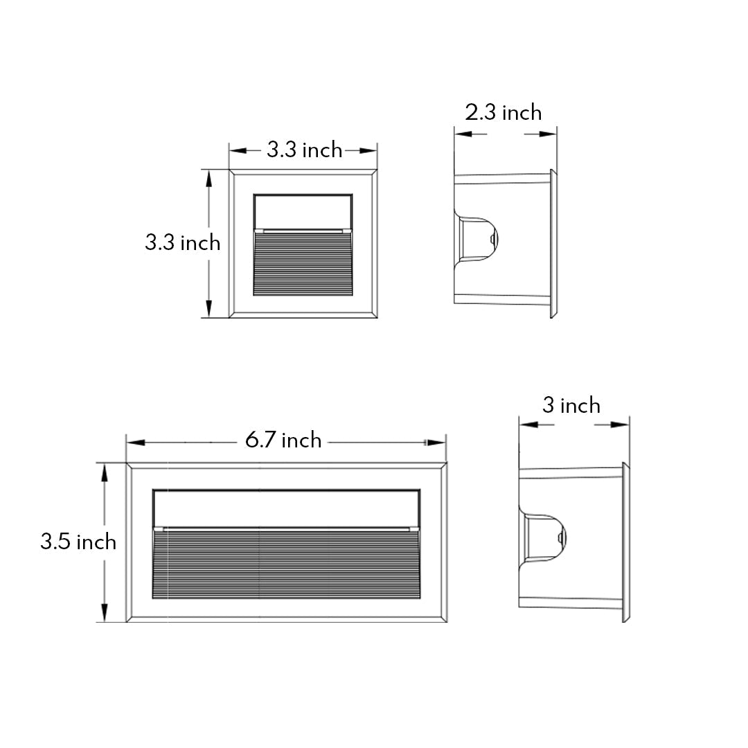 Square Recessed Outdoor Step Light — Die-Cast Aluminum, Black, OSRAM LED, 2W / 6W, 3000K, IP65