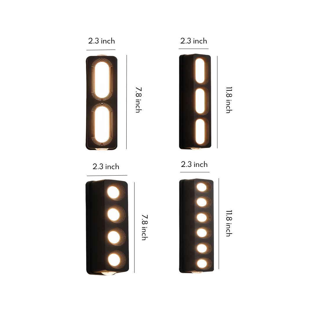Up/Down Outdoor Wall Sconce — Black Aluminum, Acrylic Diffuser, LED, IP54, 2- to 6-Head Configurations