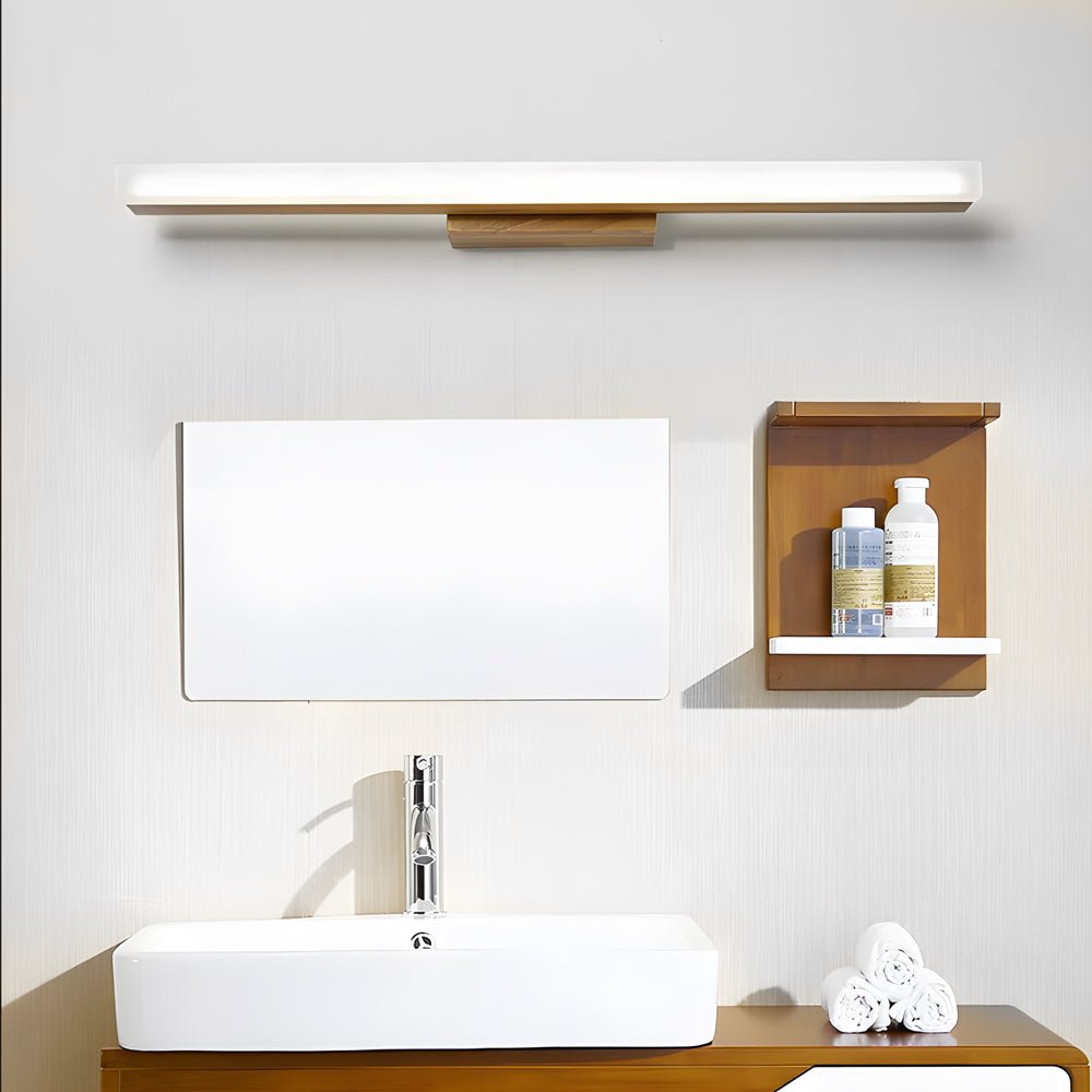 rectangular wall mount modern wooden led vanity light for bathroom