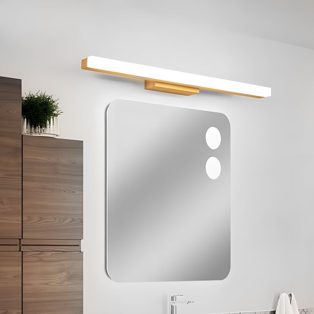 rectangular wall mount modern wooden led vanity light for bathroom