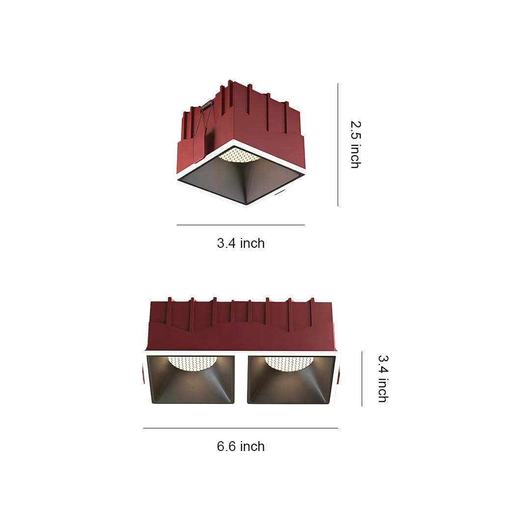 Square Linear Grid LED Recessed Downlight — Aluminum, Anti-Glare, 7W–24W, 3000K / 4000K / 6000K, Single or Double Head