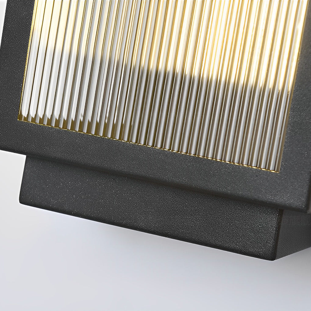 Modern Rectangular Outdoor Wall Sconce — Reeded Glass, Stainless Steel, LED, IP55, 4 Sizes