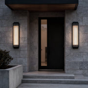 Modern Rectangular Outdoor Wall Sconce — Reeded Glass, Stainless Steel, LED, IP55, 4 Sizes