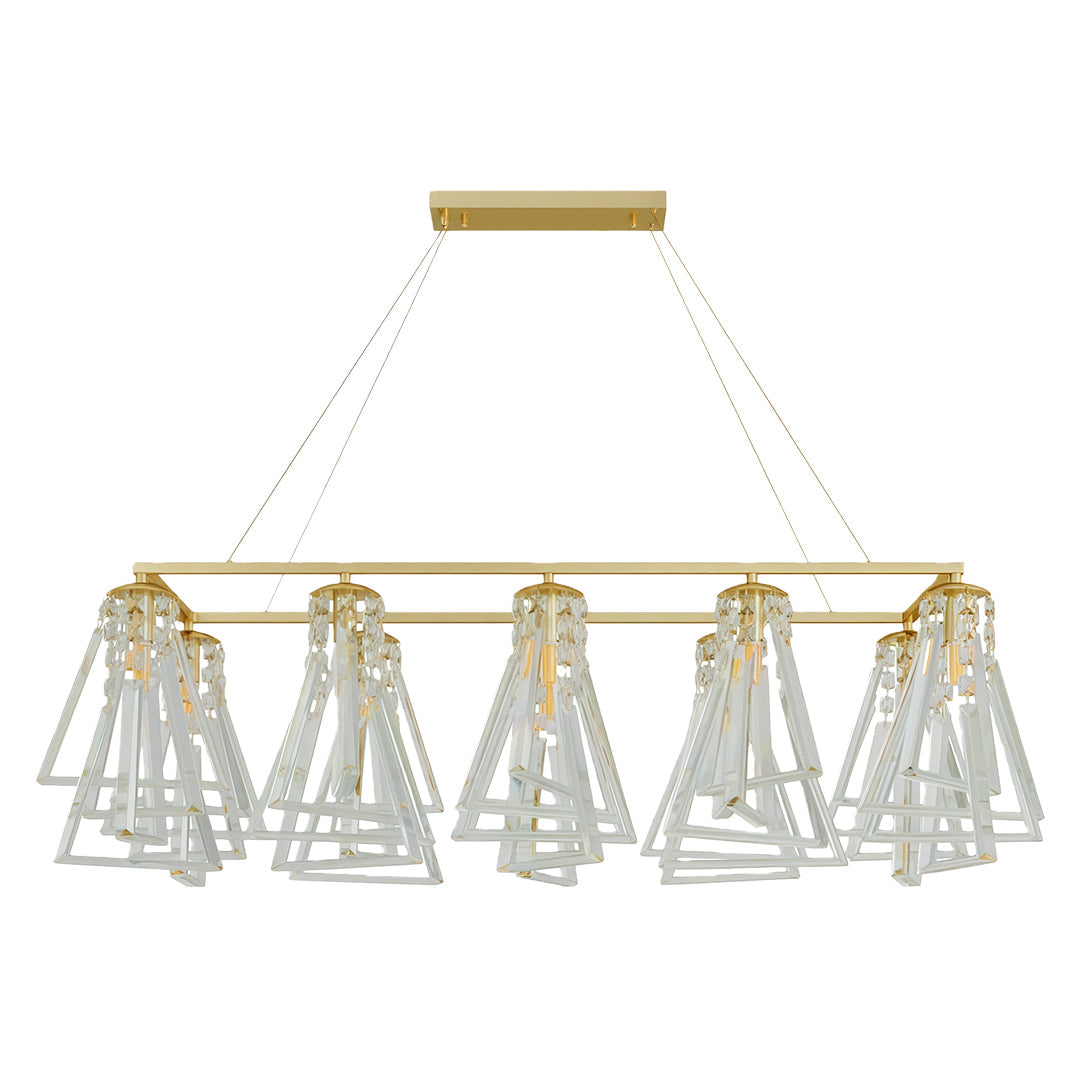 Minimalist Crystal Chandelier — Solid Copper, G9, 8- or 10-Light, Brass / Chrome / Black