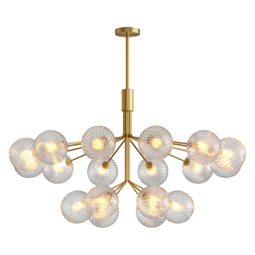 Glass Ball Chandelier — Solid Copper, G9, 9-, 12-, or 18-Light, Copper / Nickel / Black