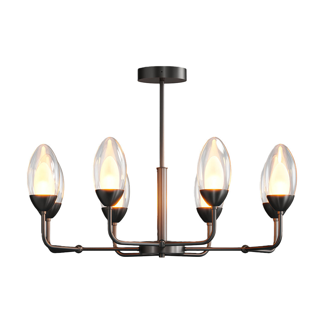 Modern Minimalist Copper Chandelier — Full-Copper Frame, Transparent Glass, G9, 6-, 8-, or 10-Light