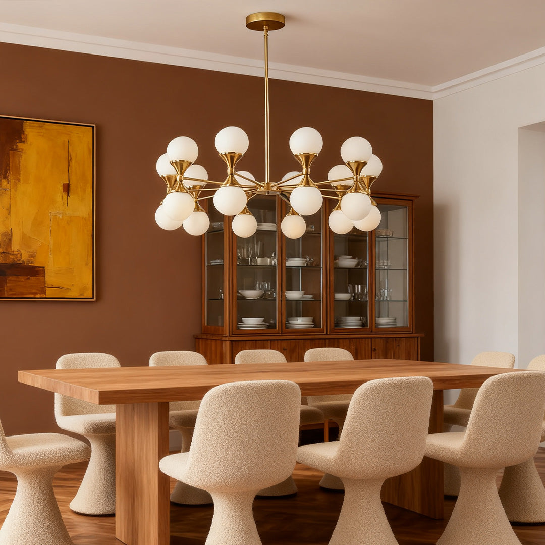 Bubble Glass Chandelier — Full Copper, Gold Finish, G9 Multi-Light, 36" Adjustable