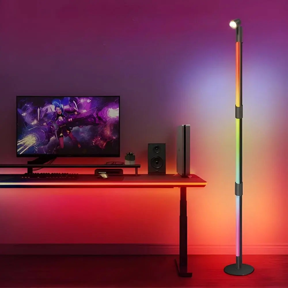Remote-Controlled RGB Rotating Floor Lamp with Spotlight Luxe