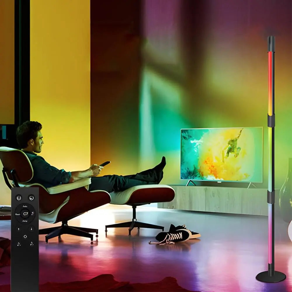 Remote-Controlled RGB Rotating Floor Lamp with Spotlight Luxe