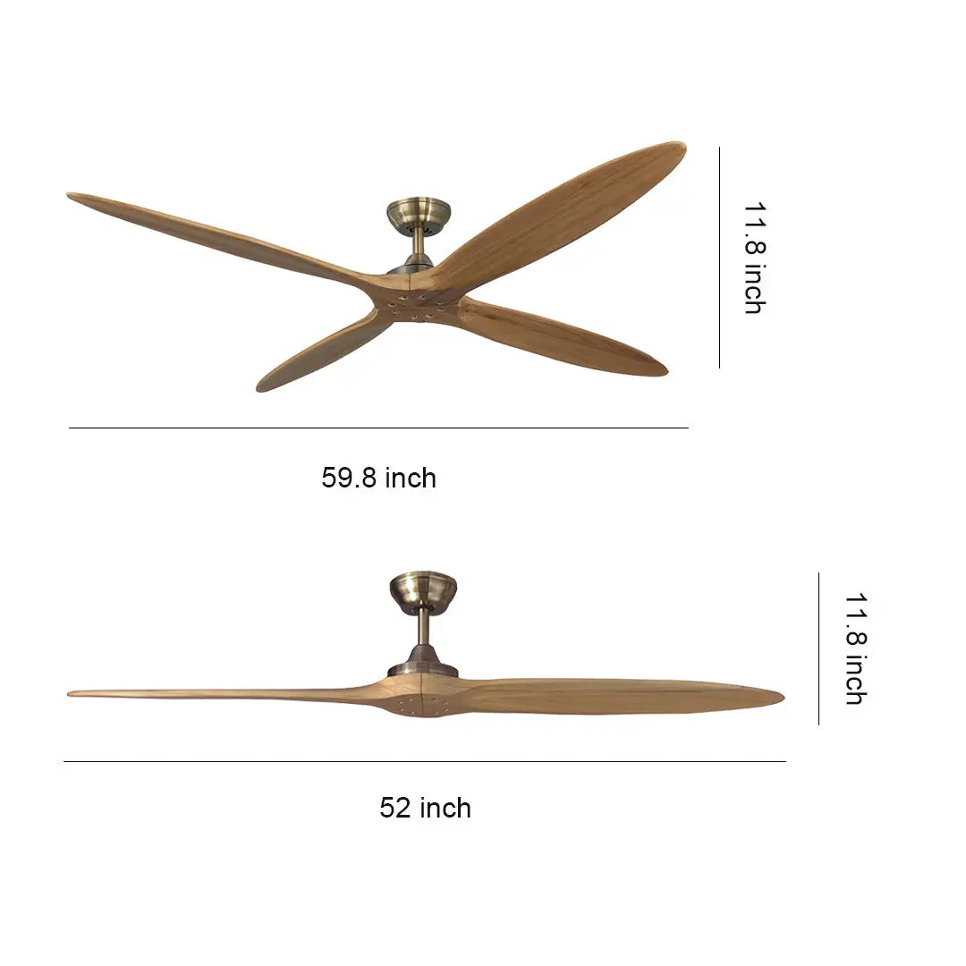 Modern Large Wood Propeller Ceiling Fan with Remote Control Luxe