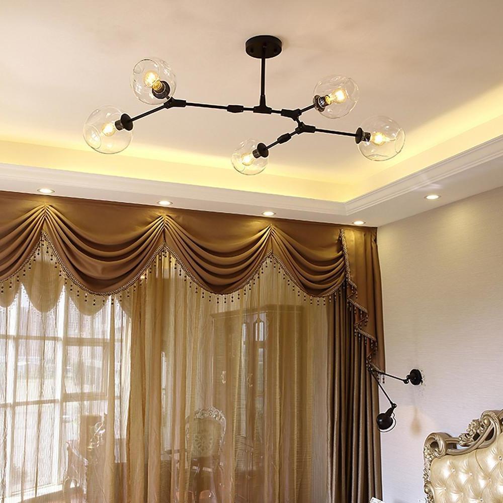 Globe Sputnik Industrial Chandelier — Metal and Glass, E27, 3/5/6/7-Light, Choice of Finish and Shade Color