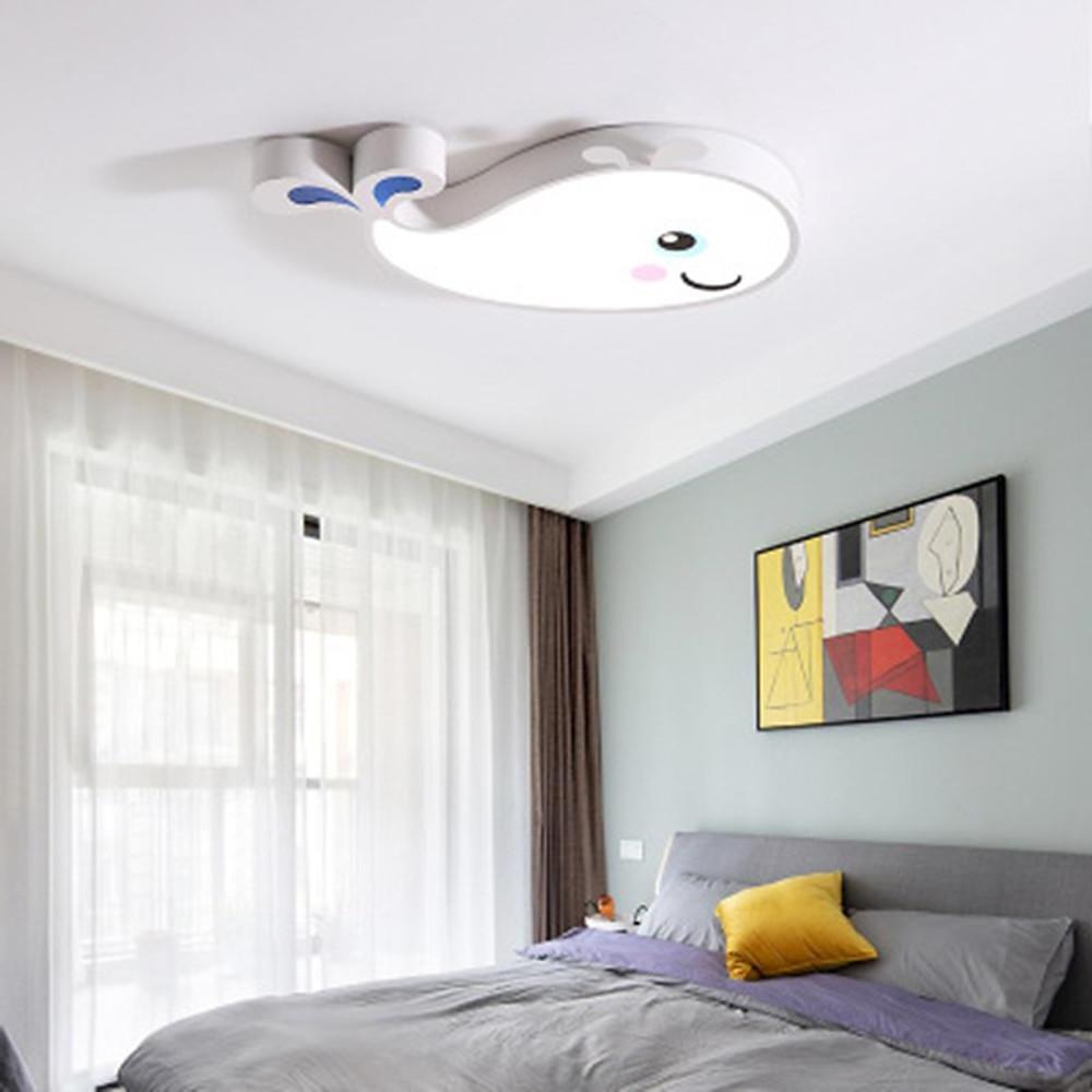 Animal-Shape LED Flush-Mount Ceiling Light — Metal, 30W, 24", White / Blue / Pink
