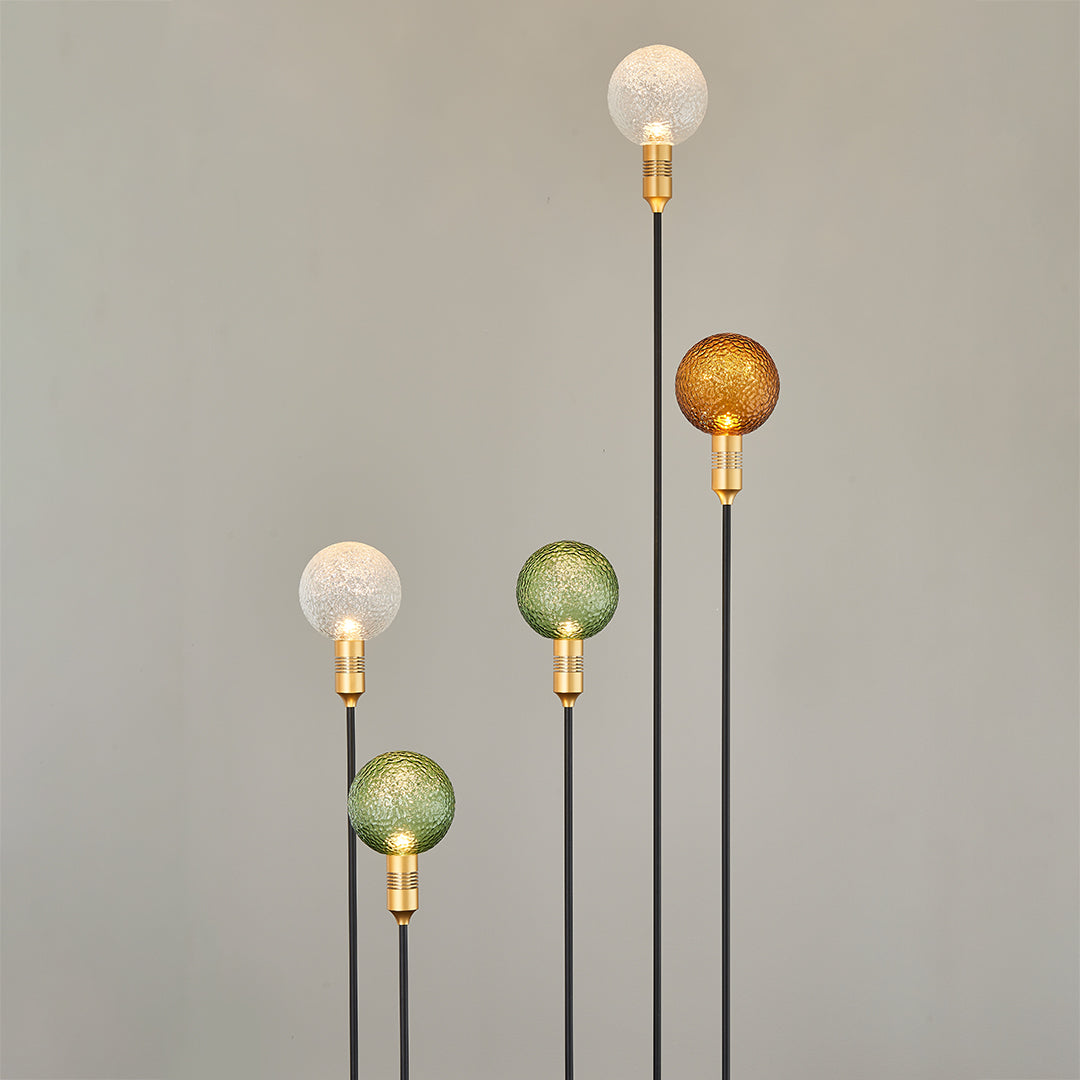 Reed-Shaped Glass Sphere Path Light — Aluminum, LED, IP65, 28"–55.5" Heights, Brown / Green / Clear