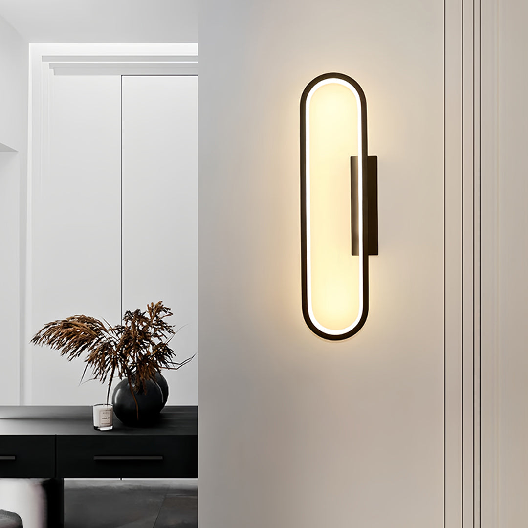 Minimalist Oval Ambient Wall Sconce — Aluminum, Silicone Shade, 19W LED 3000K, 15.75" Height