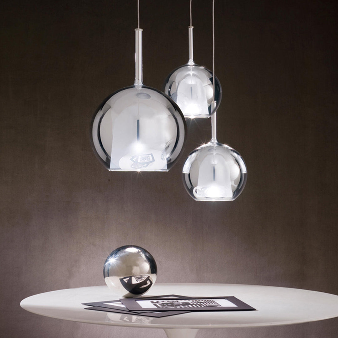 Hand-Blown Glass Ball Mini Pendant — Electroplated Iron, G9, 3000K Warm, 3 Sizes