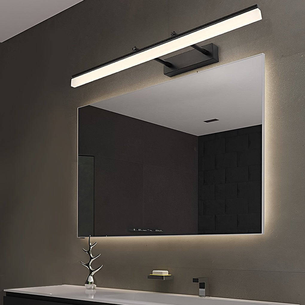 retractable bathroom vanity light with acrylic bar and stainless steel fixture for over mirror use