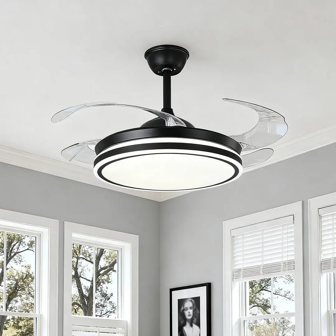 Stylish Black Ceiling Fan with Lights and Remote Control - All-Copper Design Luxe