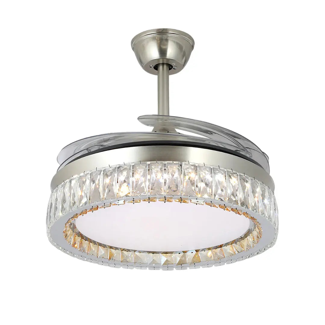 Luxury Nickel Crystal Ceiling Fan with Remote-Controlled Light Luxe