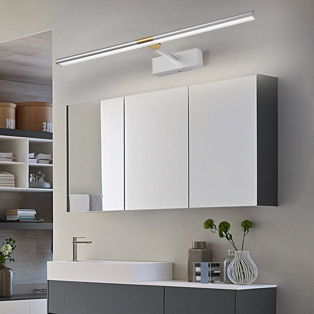 Retractable LED Bathroom Vanity Light Bar — Matte Aluminum, Adjustable Rod, 8W–16W, 3000K–6000K