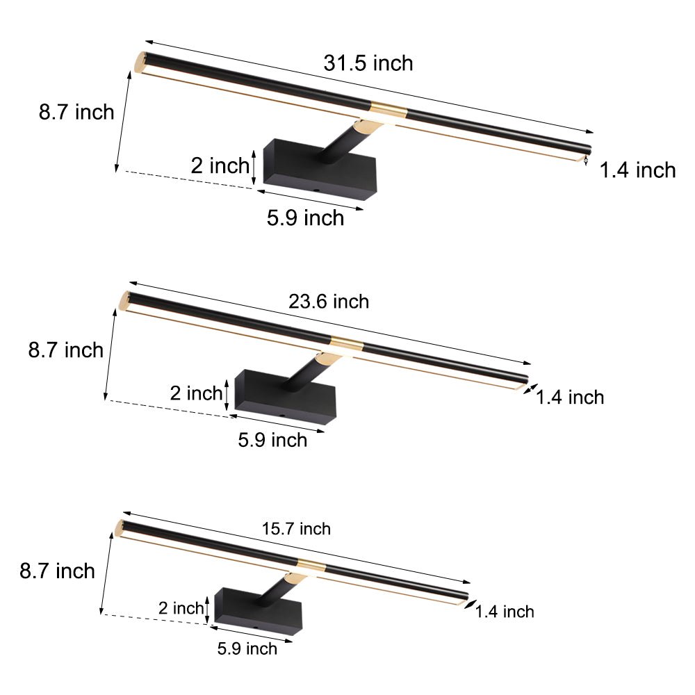 Retractable LED Bathroom Vanity Light Bar — Matte Aluminum, Adjustable Rod, 8W–16W, 3000K–6000K