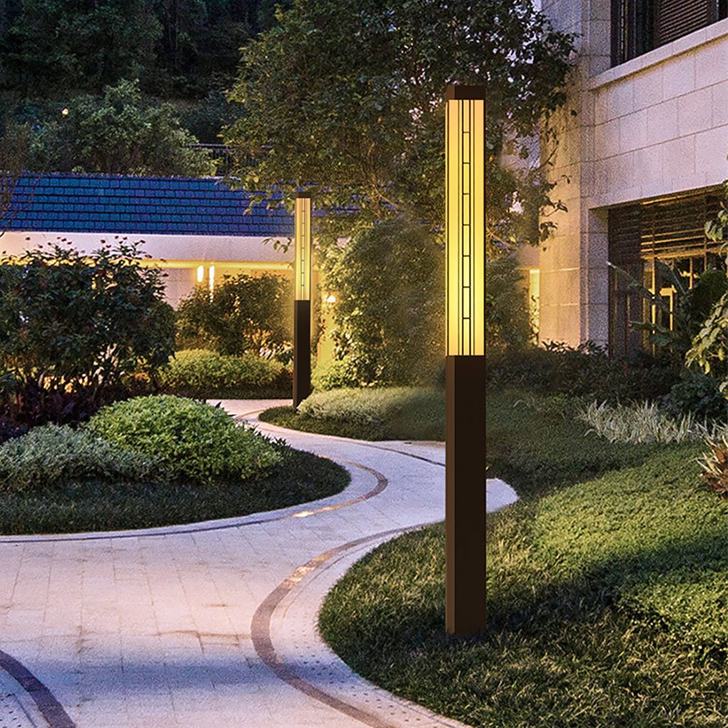 Retro Outdoor Lamp Post — Stainless Steel & Imitation Marble, T5, IP54, Hardwired, 71"–110"