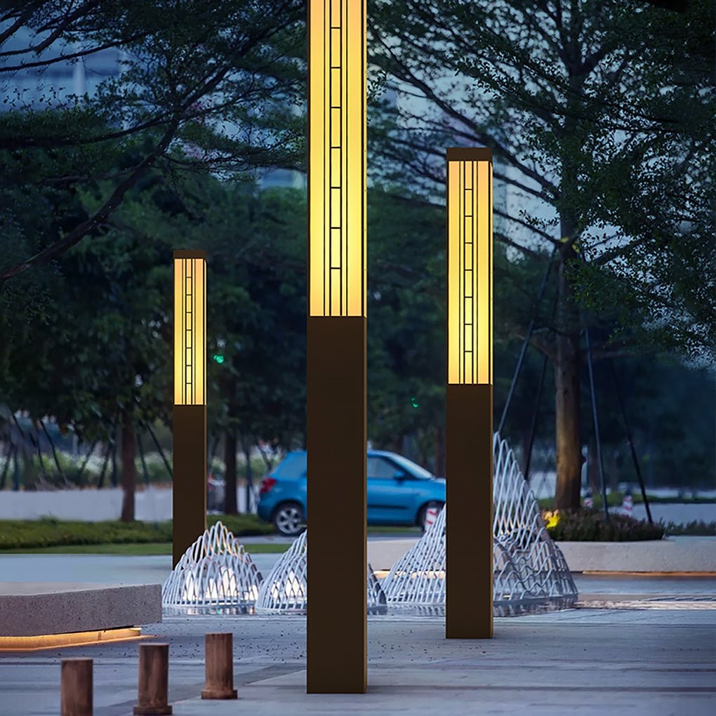 Retro Outdoor Lamp Post — Stainless Steel & Imitation Marble, T5, IP54, Hardwired, 71"–110"